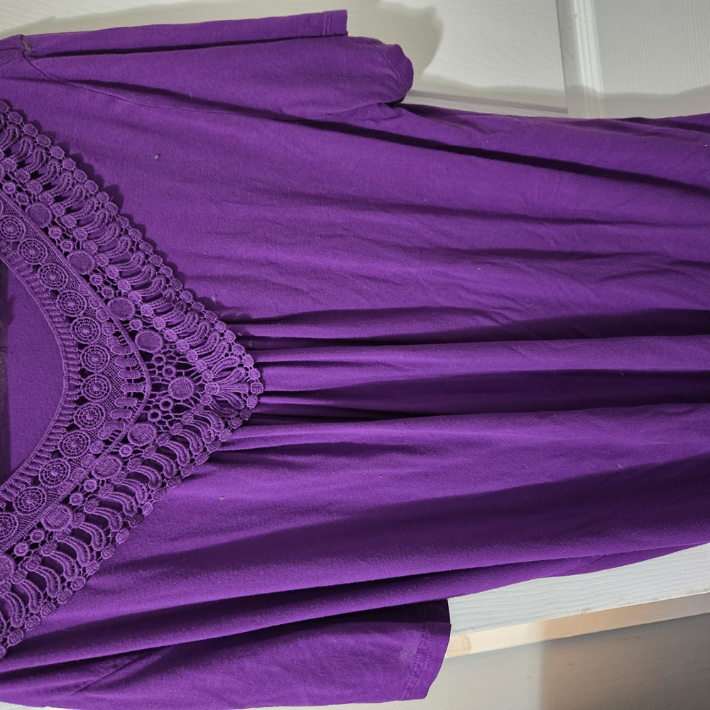 Purple Crochet Neckline Dress